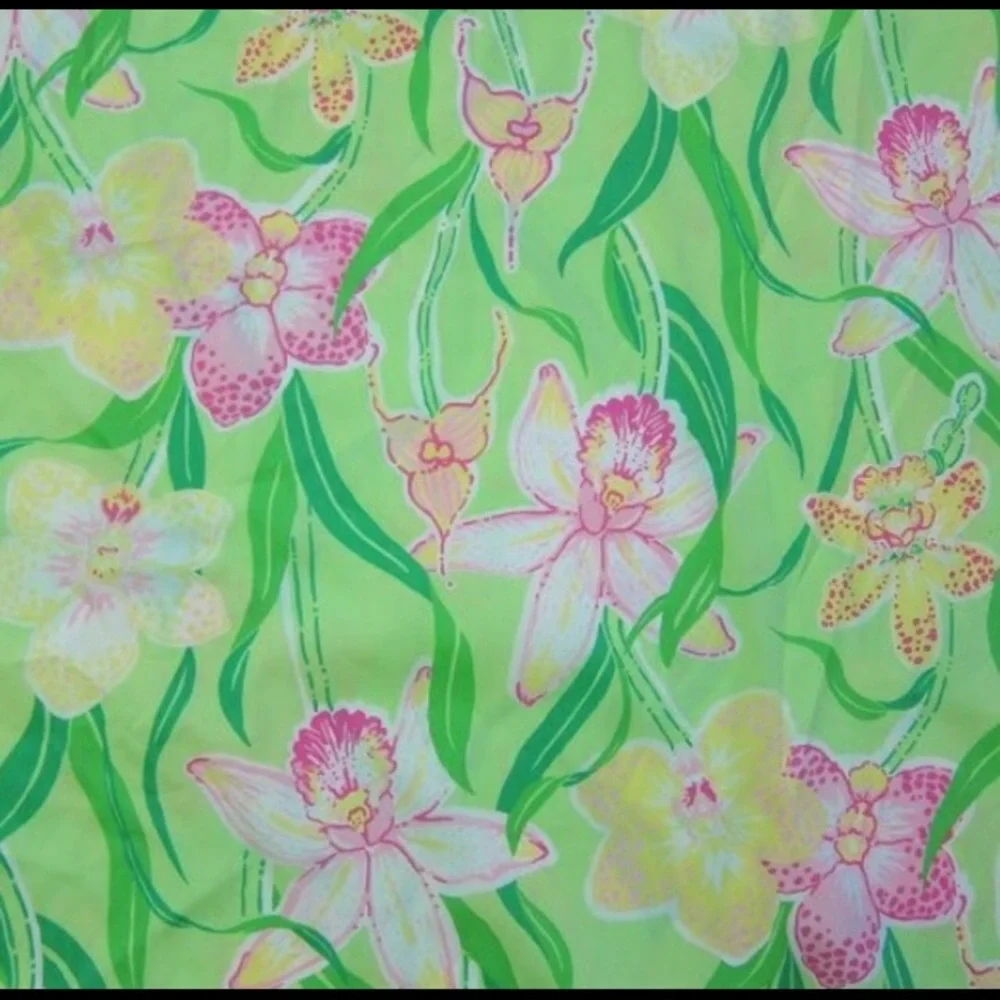 Lilly Pulitzer Dress Orchids silk Katrina size 4 white label high end Lilly - Picture 2 of 8